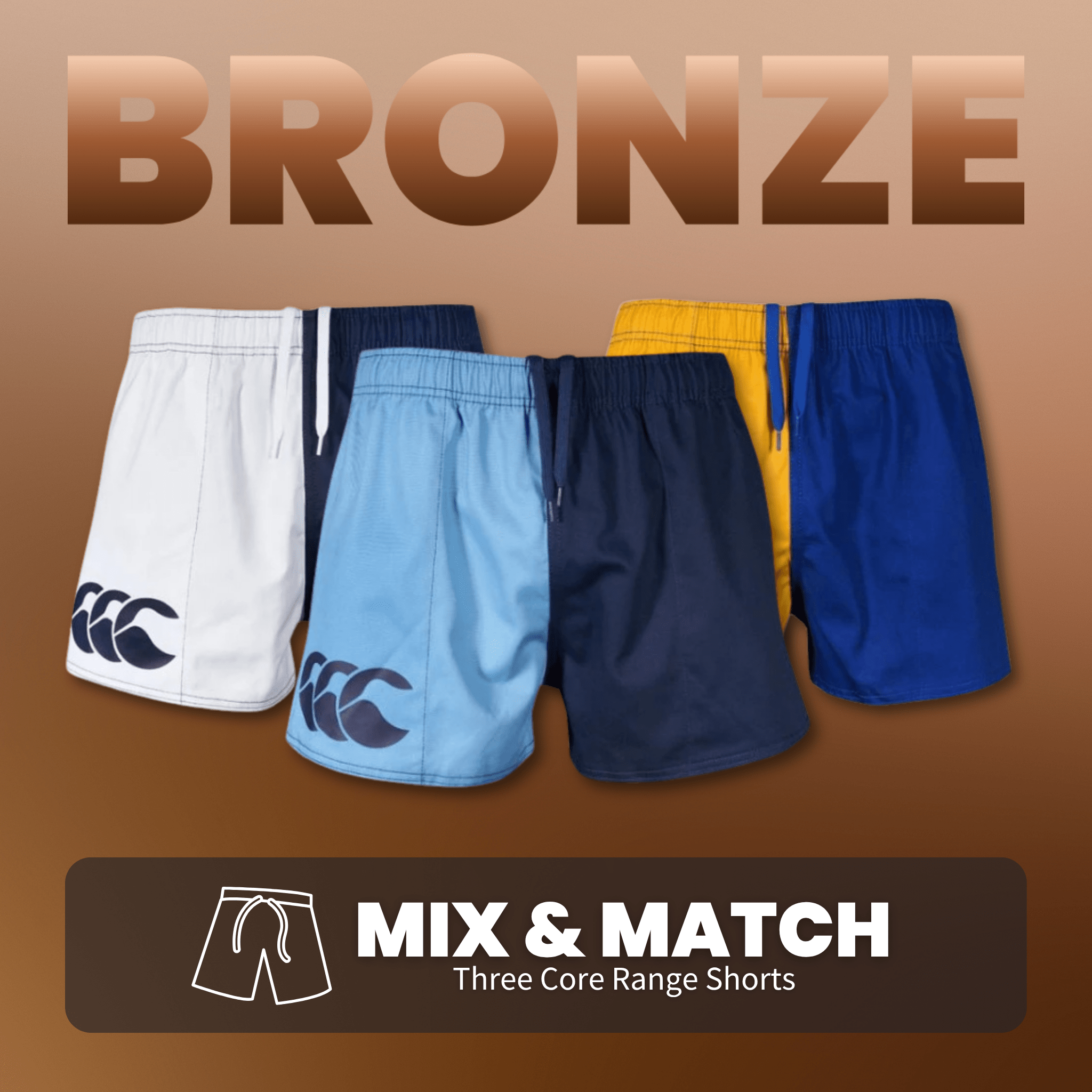 Canterbury Harlequin Shorts Bronze Bundle