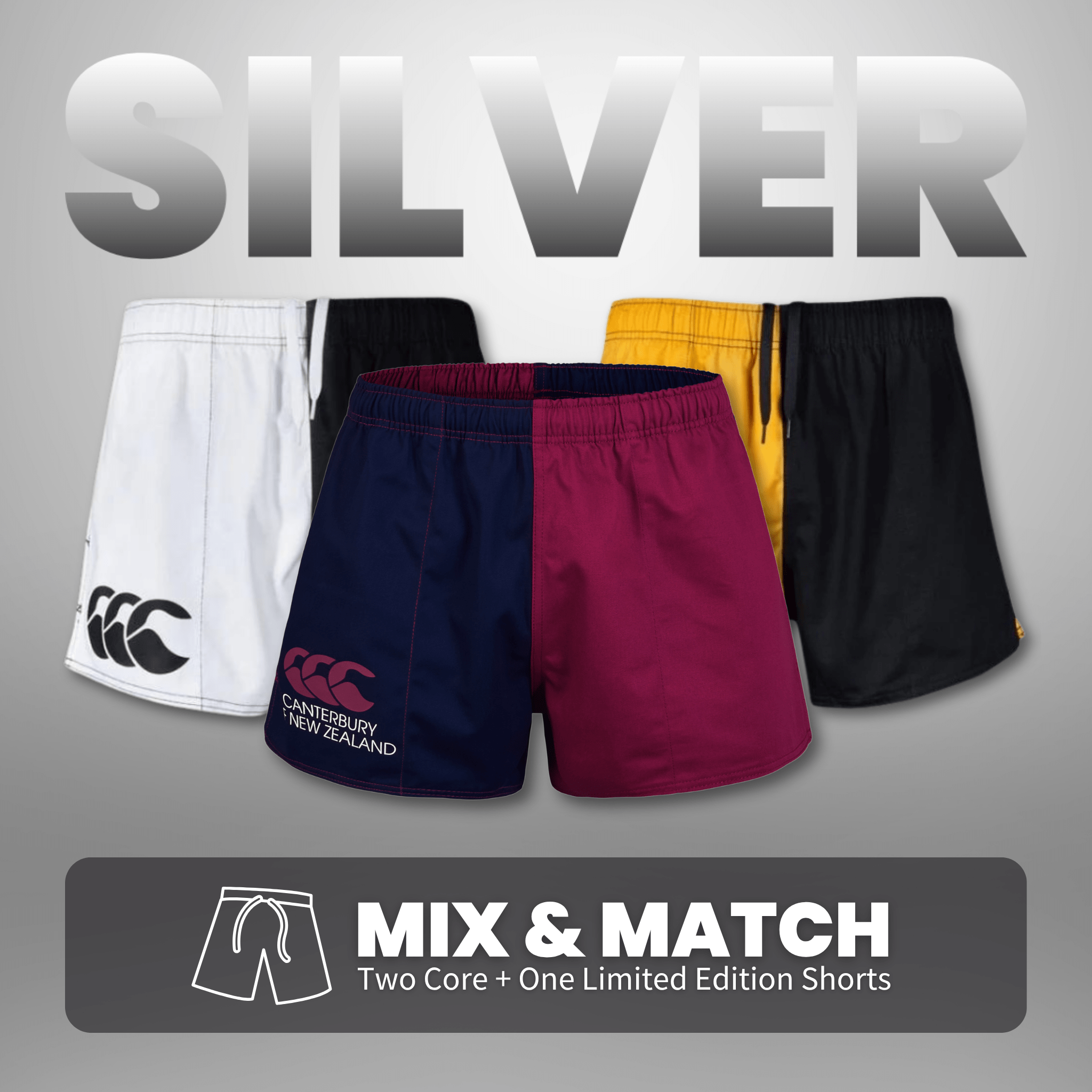 Canterbury & Under Armour ショーツセット Canterbury Harlequin Shorts - Silver Bundle