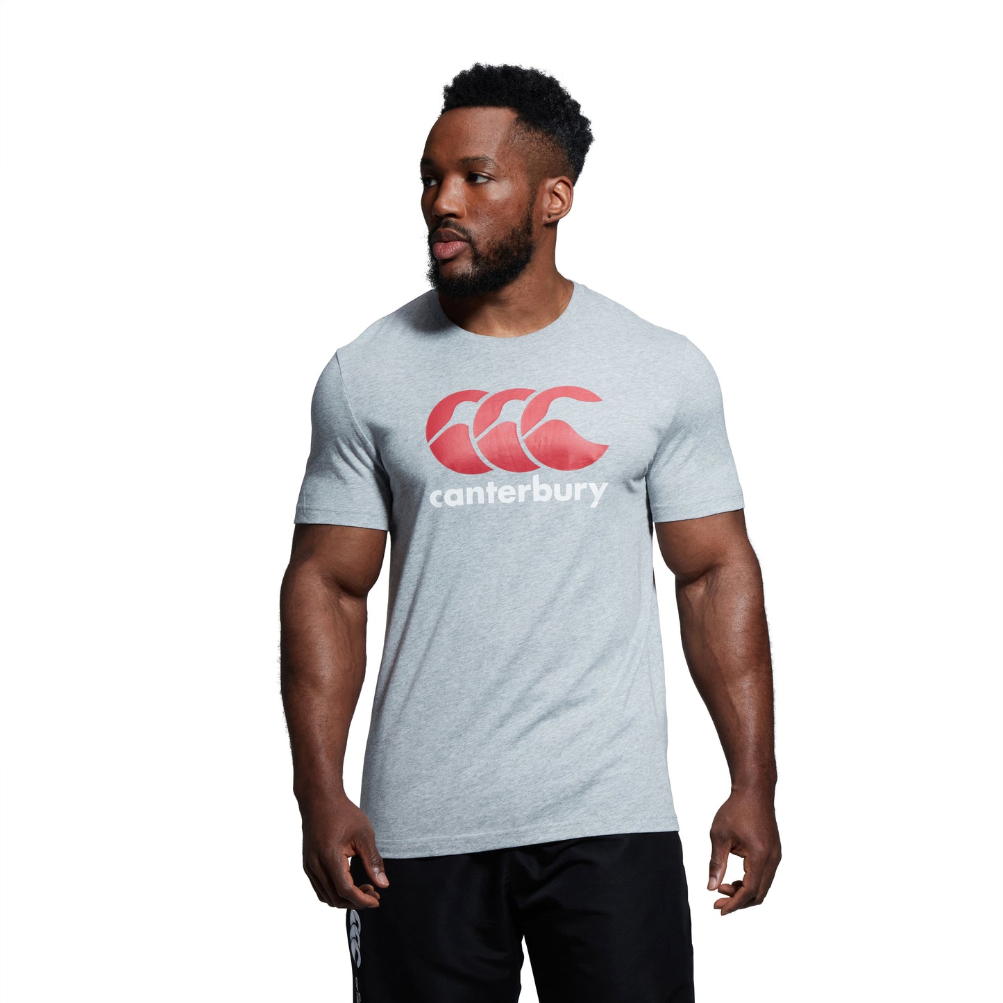A man modelling grey rugby t shirts from popular farm clothing brands