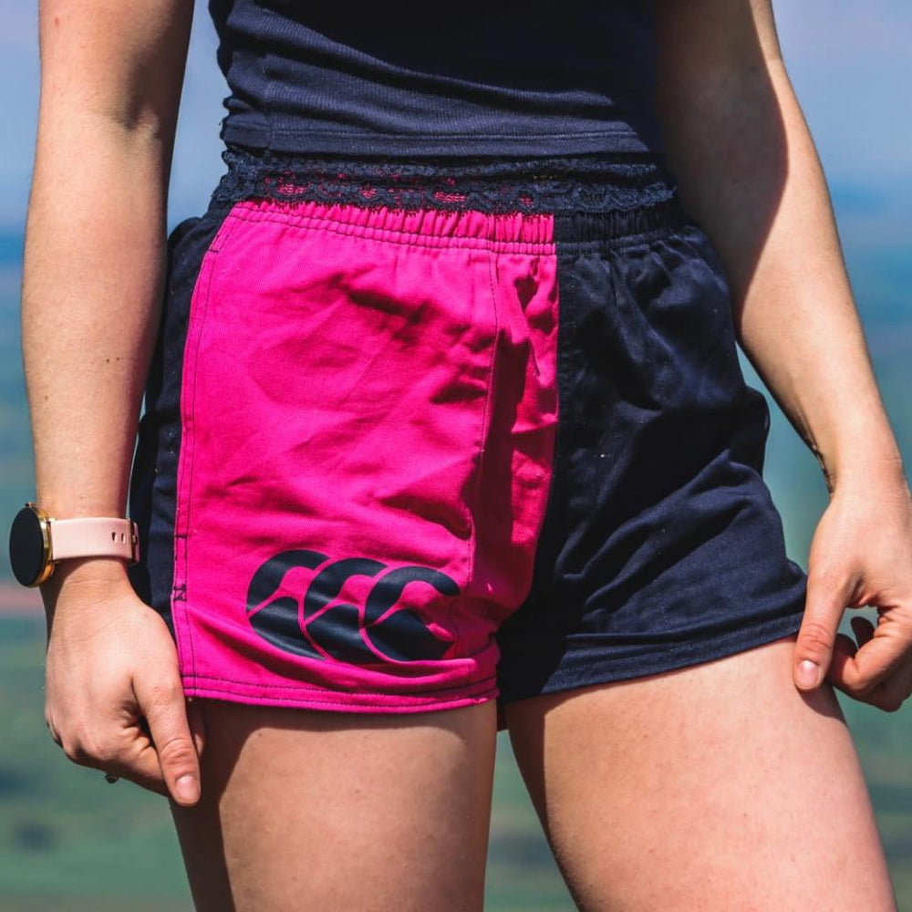 
                  
                    CCC shorts in pink and navy
                  
                