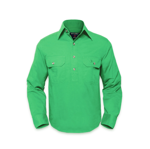 Brumby Australia Half Button Farming Shirt in Green