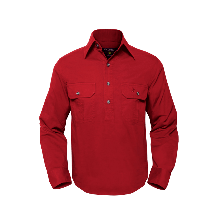 Brumby Australian Work in Red. Popular farming shirts in the Australian Outback.