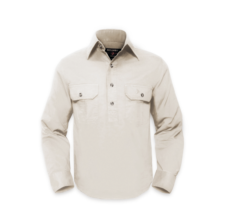 Brumby Australian Work Shirt in Sand. Popular farming clothing brand in the Australian Outback.