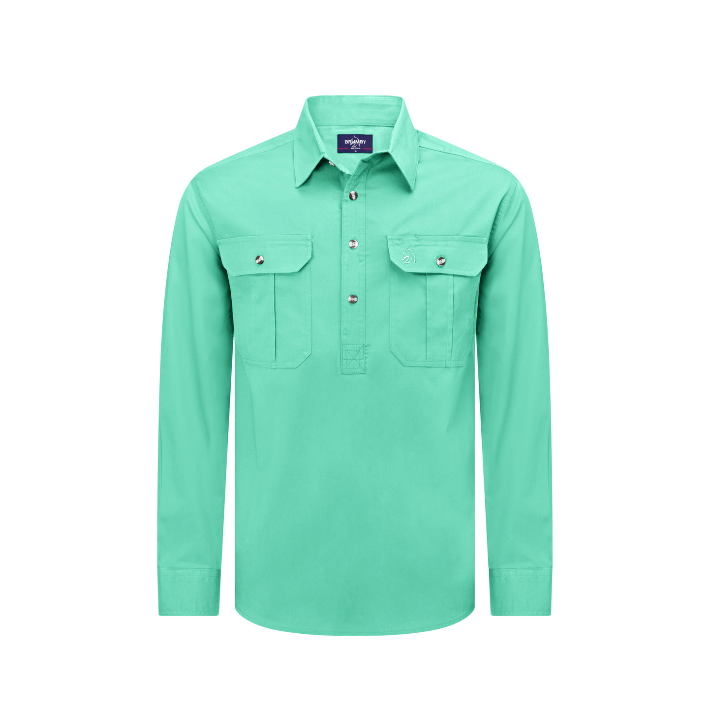 Brumby Half Button Shirt in Mint.