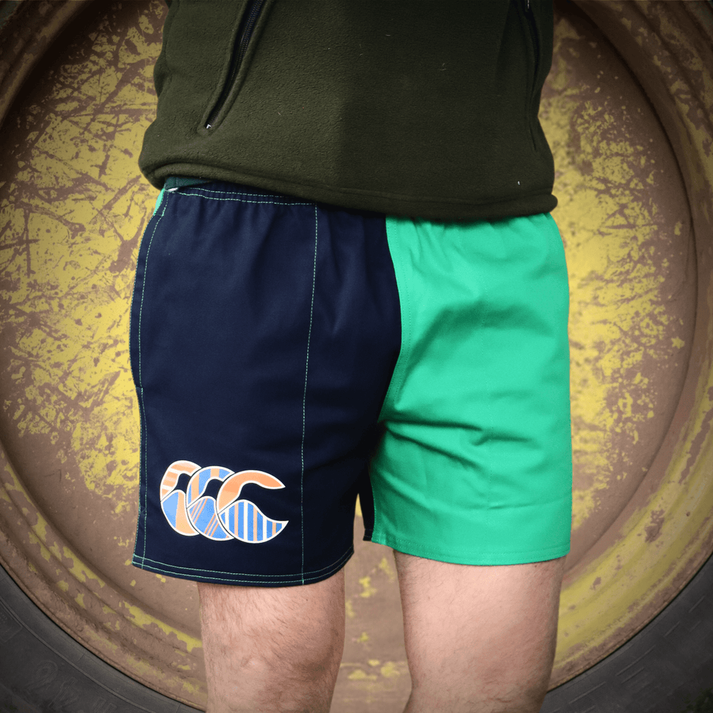 
                  
                    Canterbury Limited-Edition Harlequin Uglies Shorts (Unisex) - Navy/Green (Extra Long 5")
                  
                