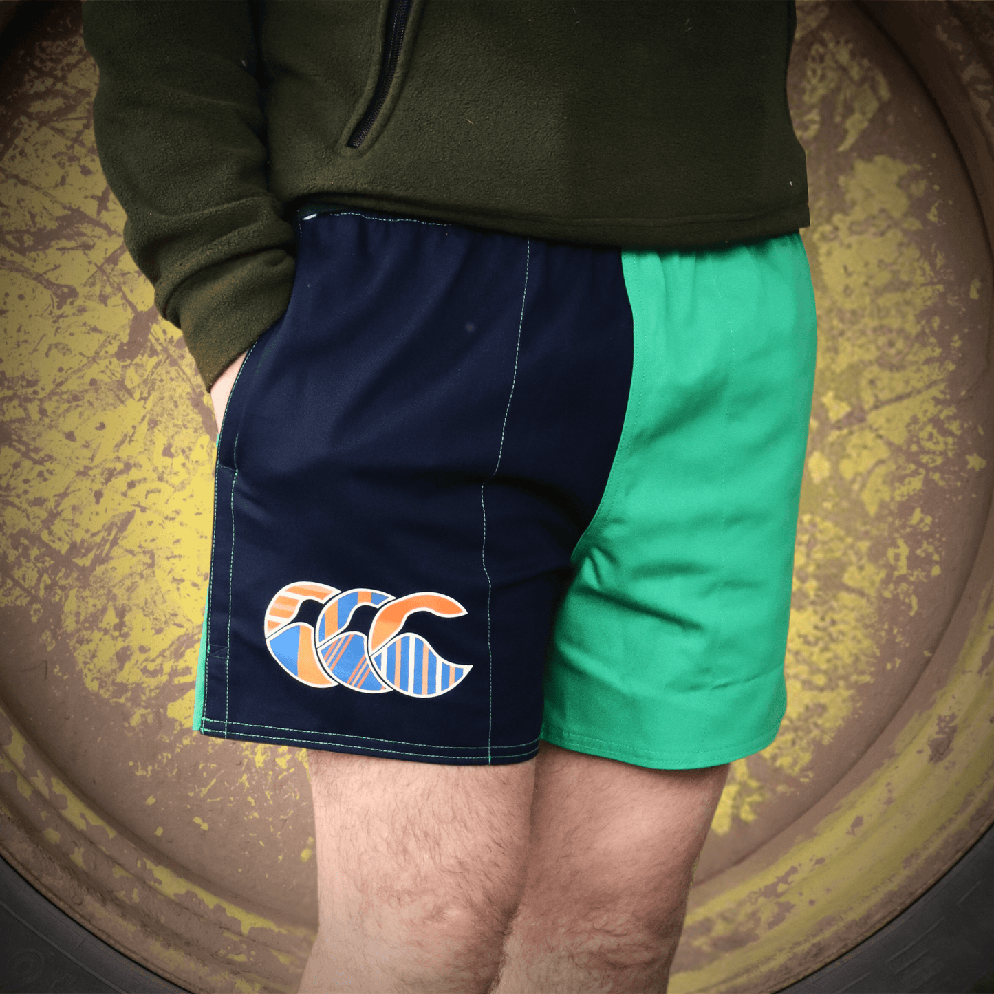 
                  
                    Canterbury Limited-Edition Harlequin Uglies Shorts (Unisex) - Navy/Green (Extra Long 5")
                  
                