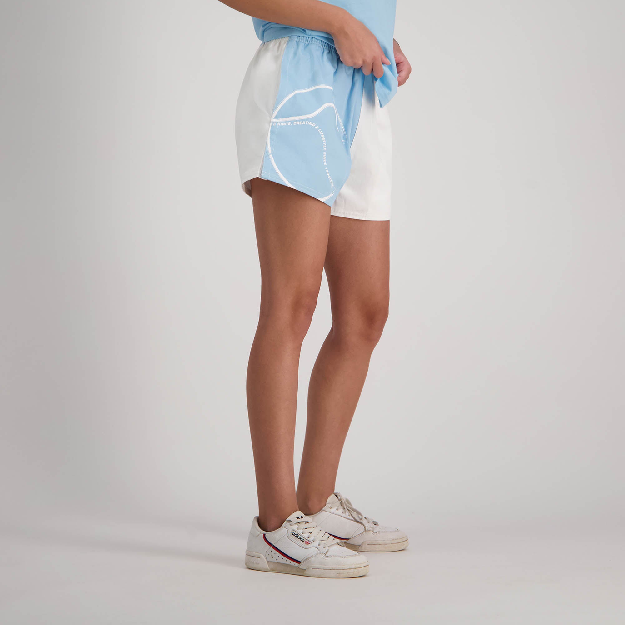 adidas Logo Waistband Booty Shorts - Blue, Women's Lifestyle