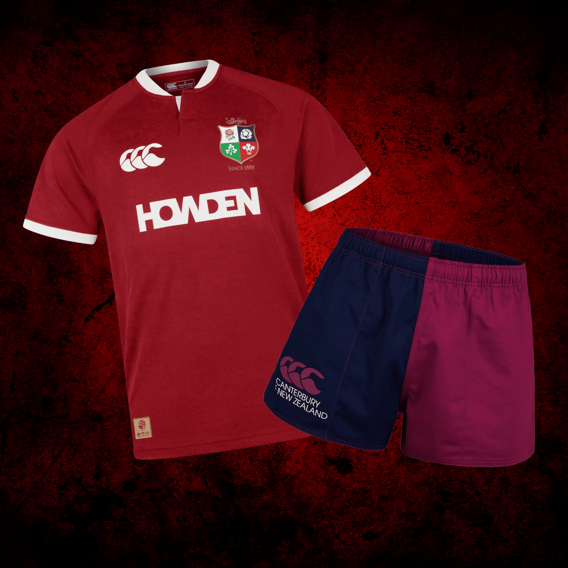 Canterbury Lions Replica Jersey and Shorts - Red Dahlia Bundle