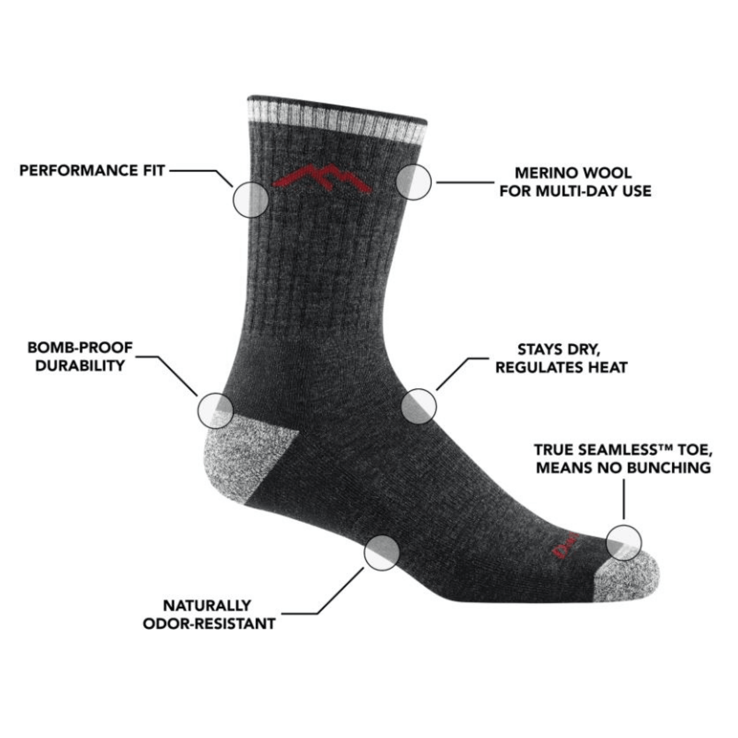 
                  
                    Darn Tough Men's Hiker Micro Crew Midweight with Cushion Socks - Black
                  
                