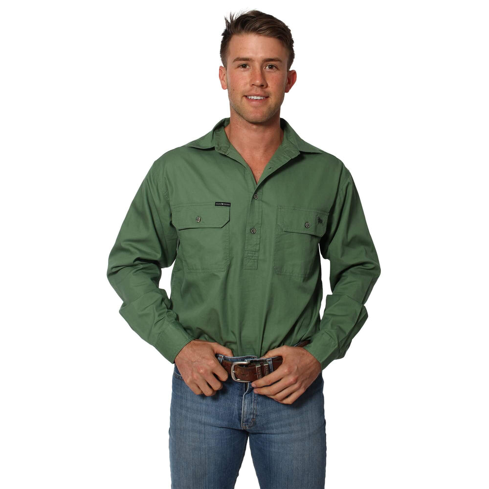 Ringers Western - Mens King River Work Shirt - Cactus Green