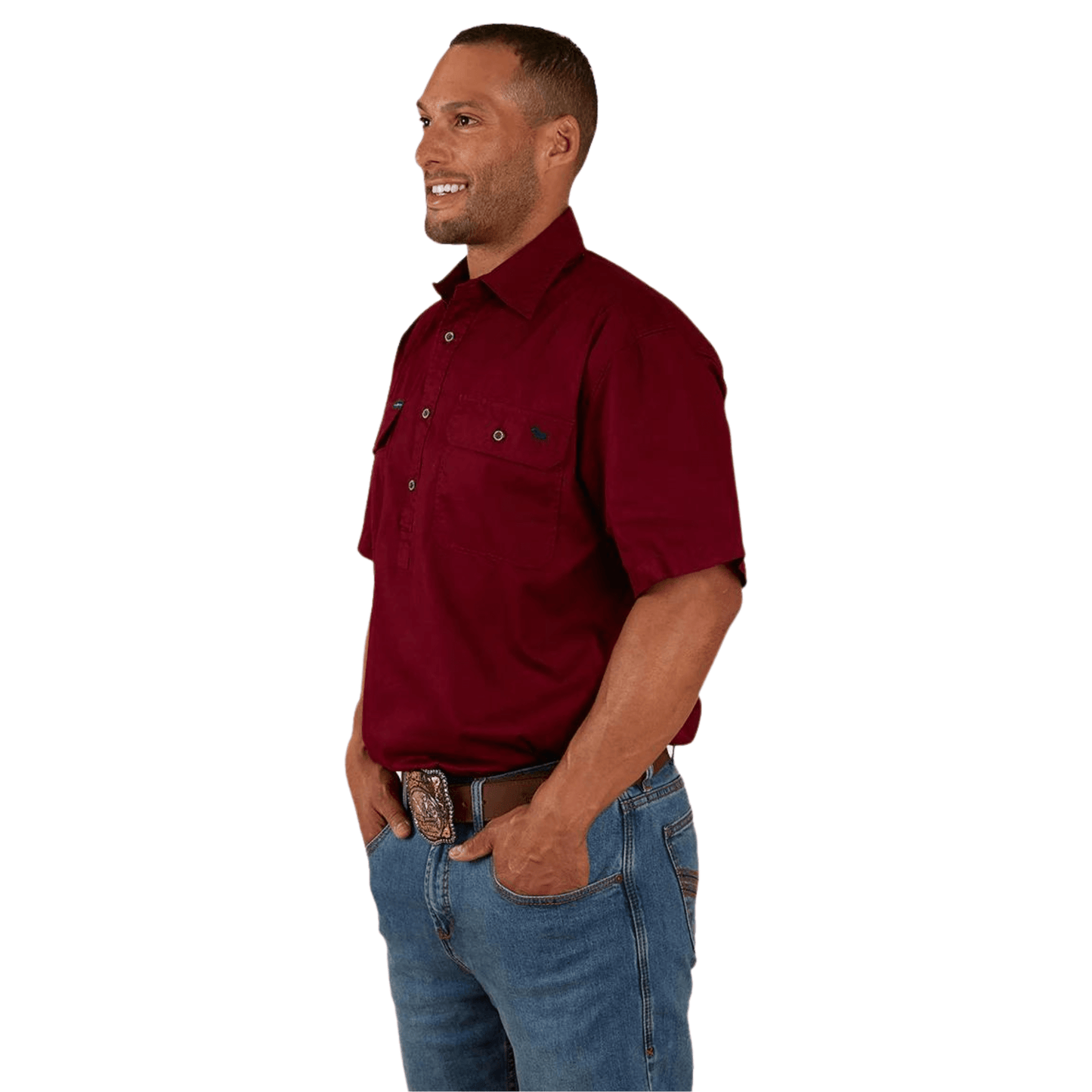 
                  
                    Ringers Western - Mens Pack Saddle Work Shirt - Burgundy
                  
                