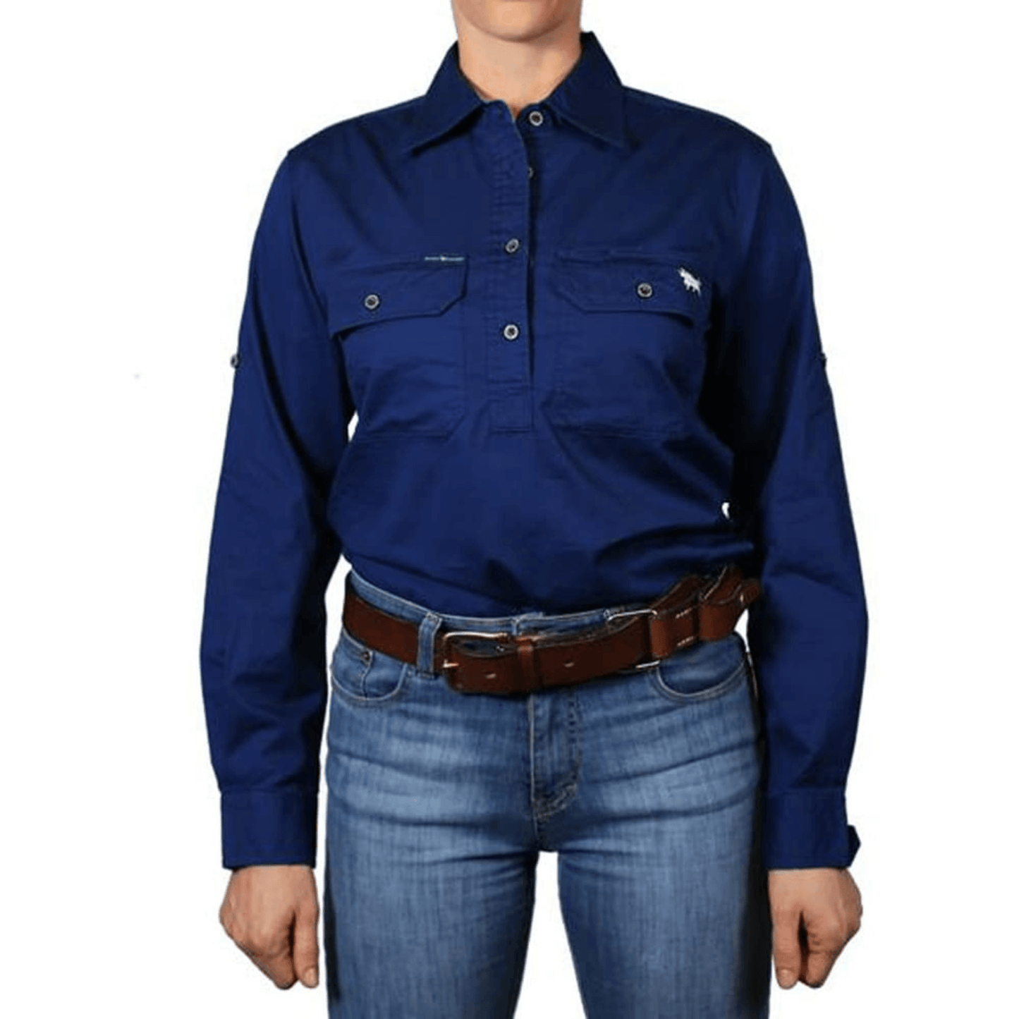 
                  
                    Ringers Western - Womens Pentecost River Half Button Work Shirt - Navy
                  
                