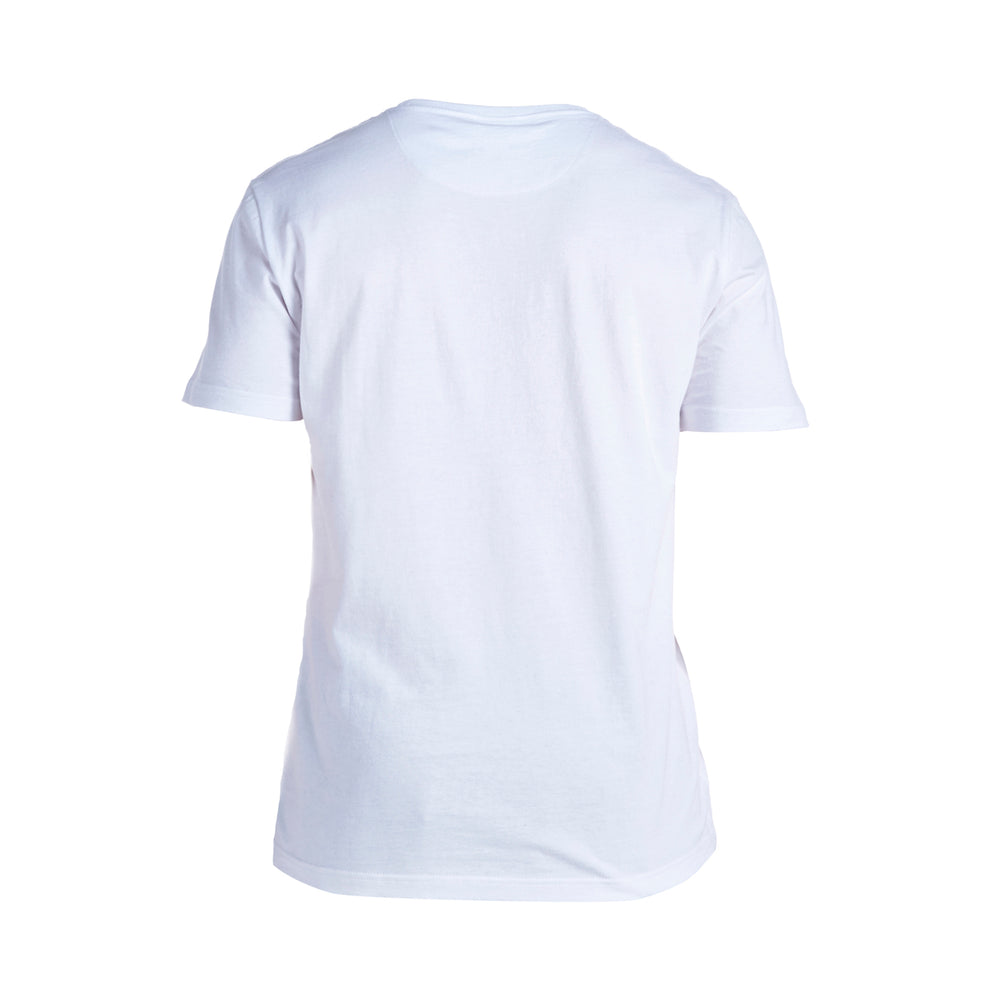 
                  
                    Reverse of white rugby training shirt 
                  
                