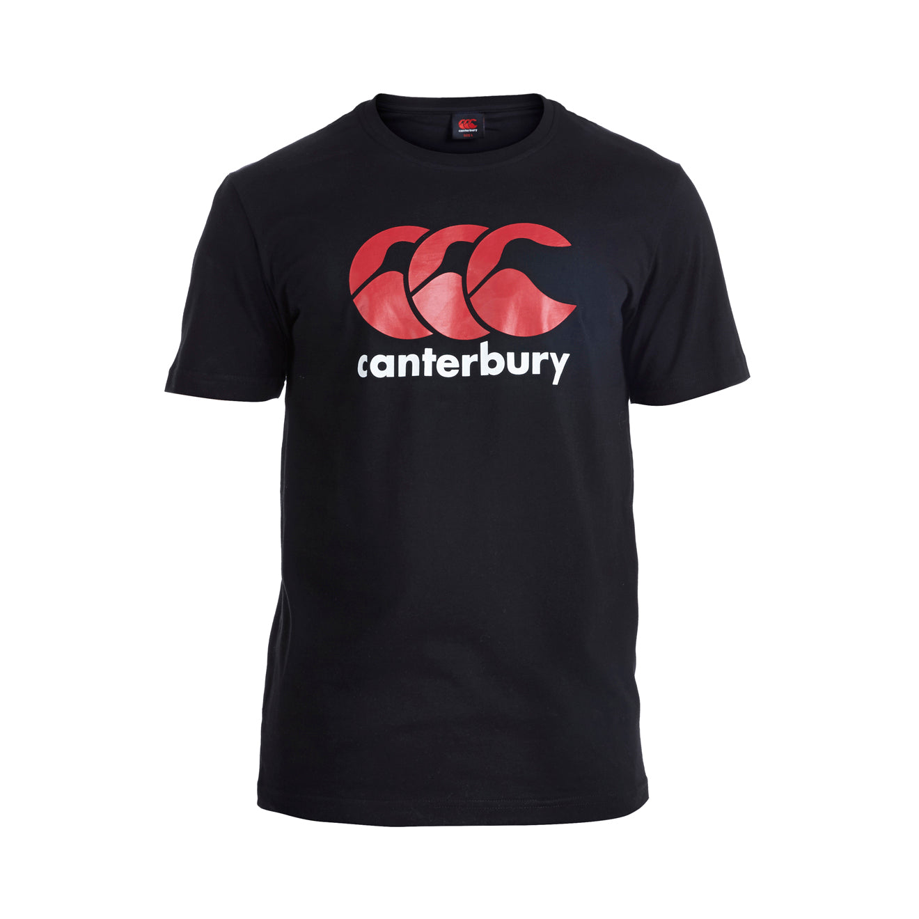 Black Canterbury tshirts with white and red logo across the chest