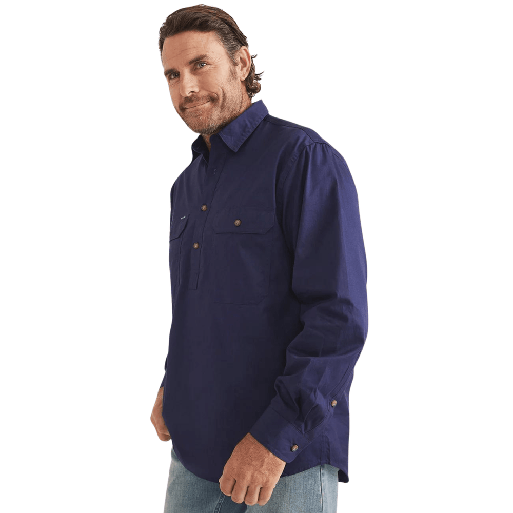 
                  
                    RB Sellars Men's Burton Half Button Heavy Weight Work Shirt - Navy
                  
                