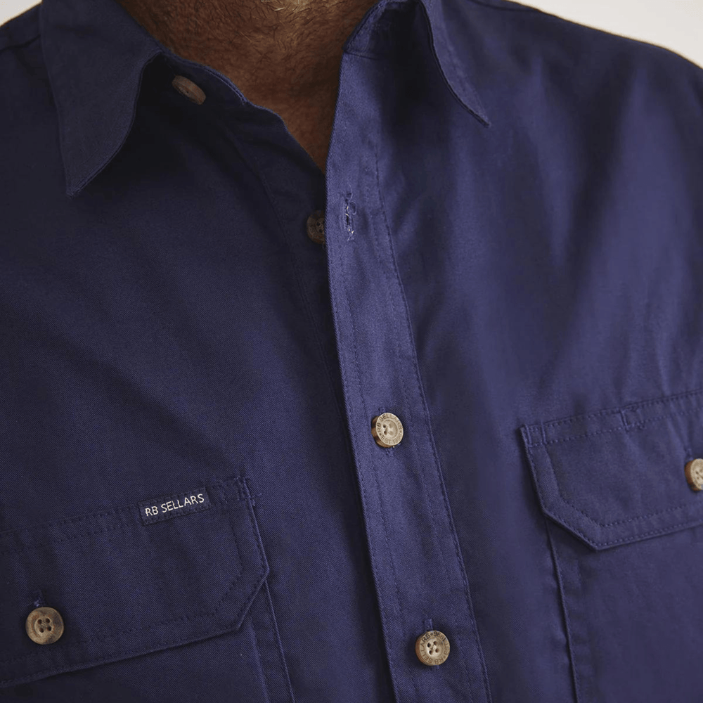 
                  
                    RB Sellars Men's Burton Half Button Heavy Weight Work Shirt - Navy
                  
                