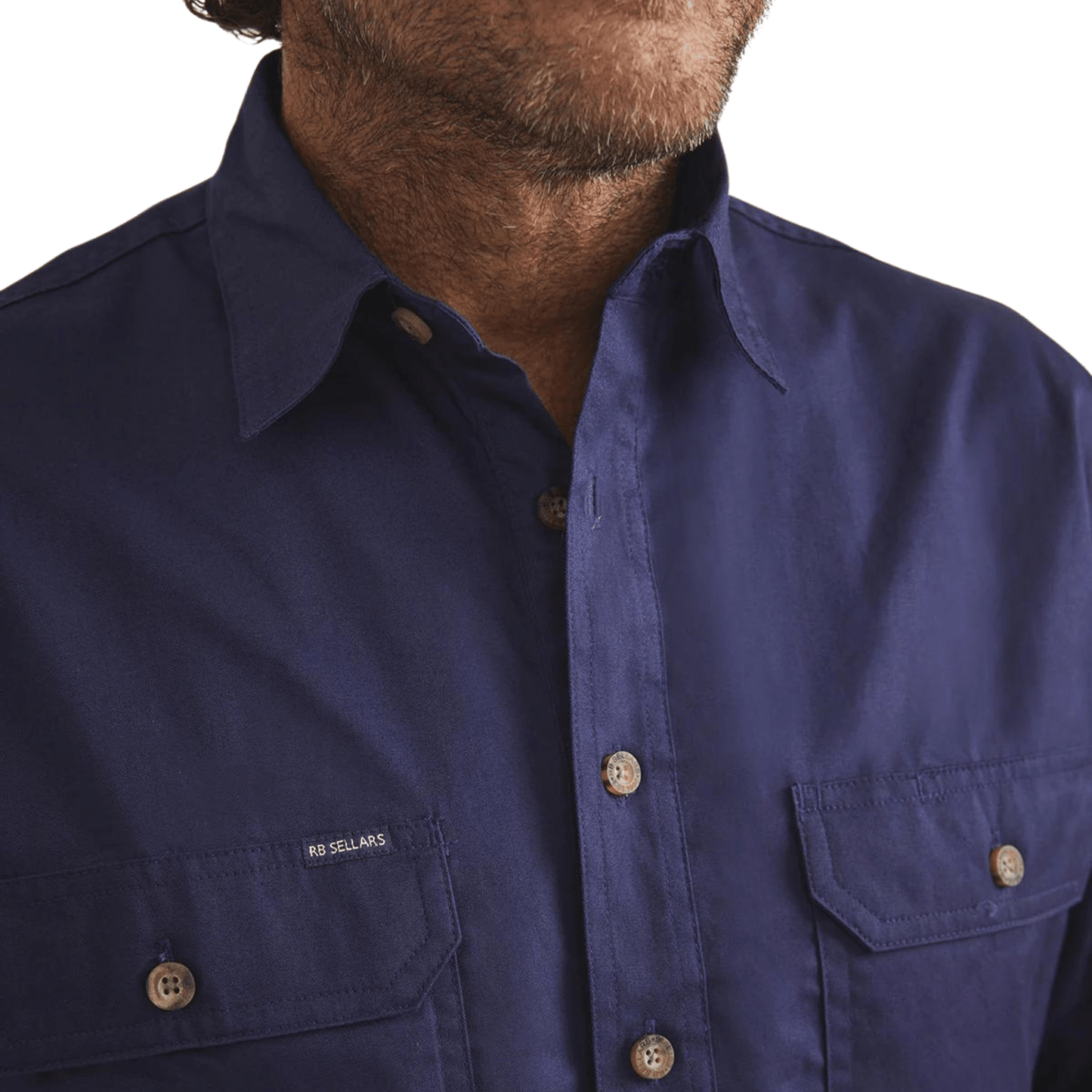 
                  
                    RB Sellars Men's Burton Half Button Light Weight Work Shirt - Navy
                  
                