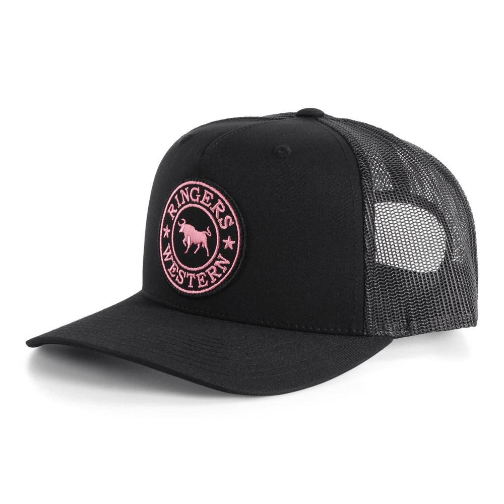 Ringers Western - Unisex Signature Bull Trucker Cap - Black / Pink