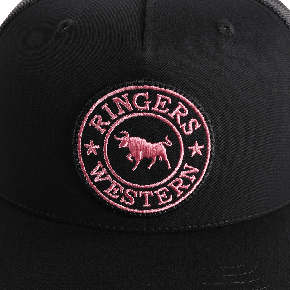 
                  
                    Ringers Western - Unisex Signature Bull Trucker Cap - Black / Pink
                  
                