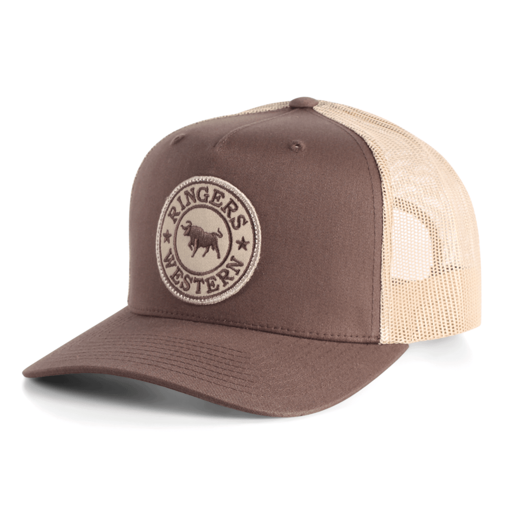 Ringers Western - Unisex Signature Bull Trucker Cap - Chocolate / Bone