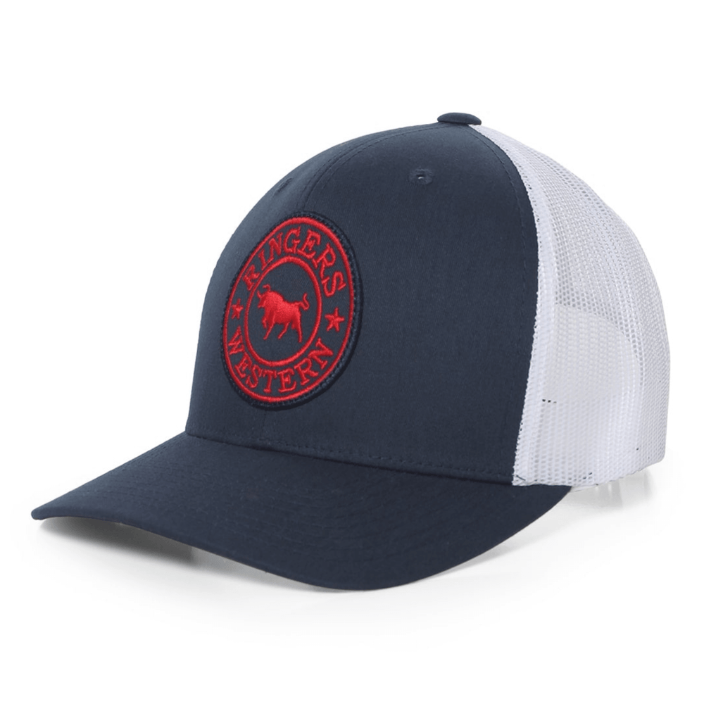 
                  
                    Ringers Western - Unisex Signature Bull Trucker Cap - Navy / White / Red
                  
                