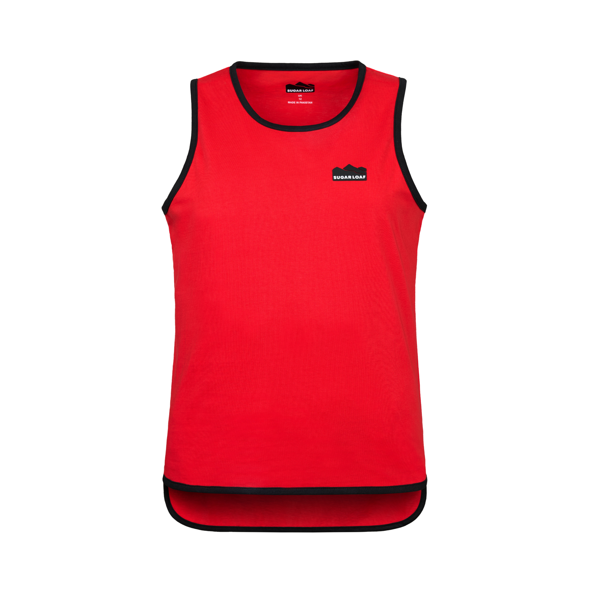 Sugar Loaf Kids Rascal Shearing Singlet in Red and Black front view.