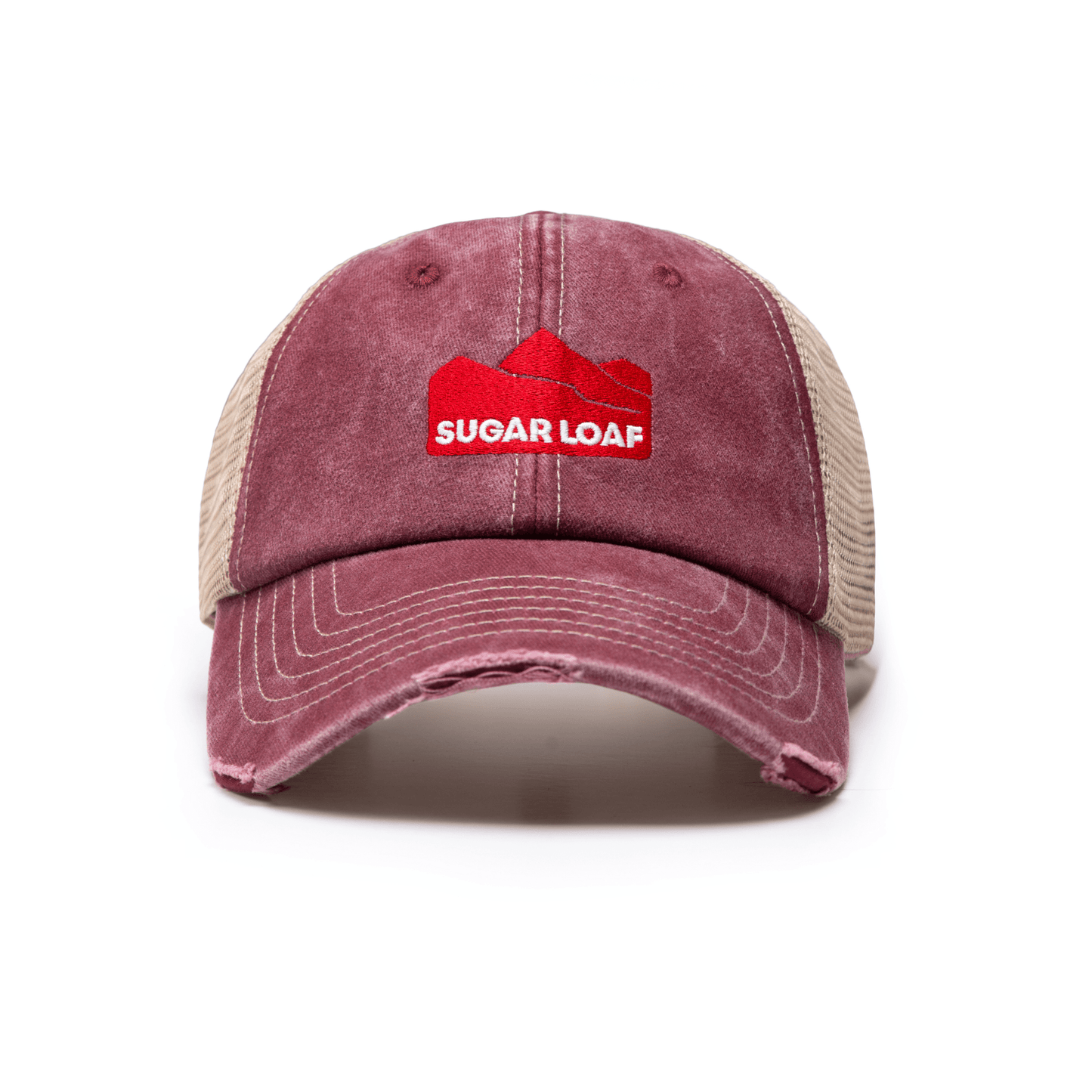 Sugar Loaf Vintage Station Cap with Mesh Back in Washed Red.