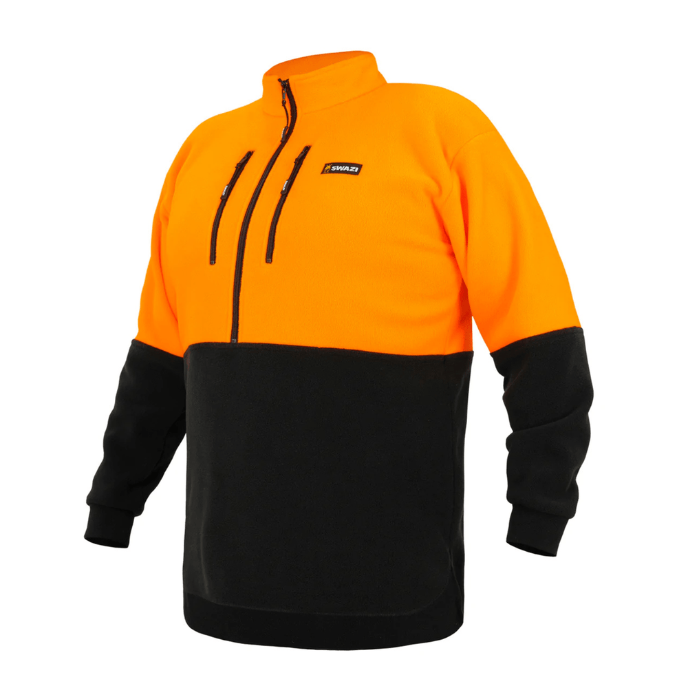 Swazi The HI-VIS Bush Shirt Half Zip Fleece - Orange Black