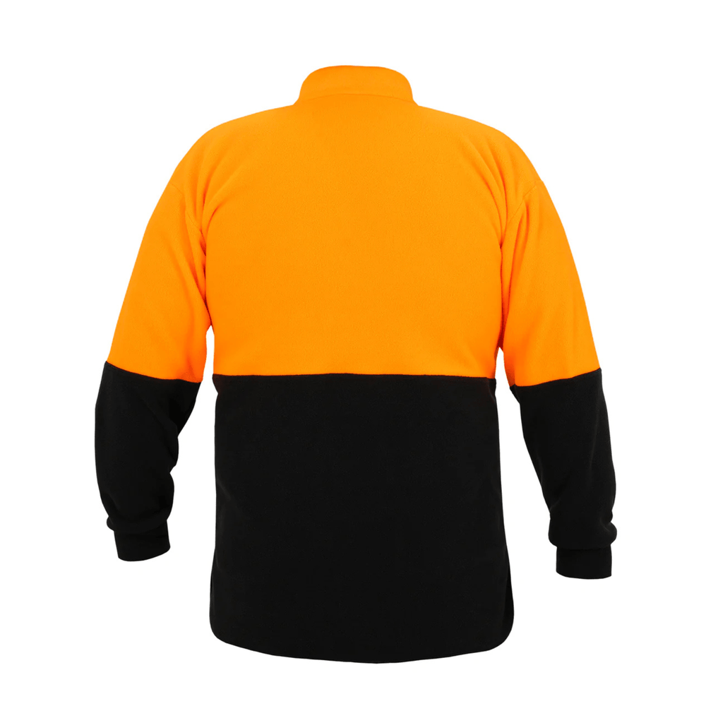 Back of Swazi The HI-VIS Bush Shirt Half Zip Fleece - Orange Black