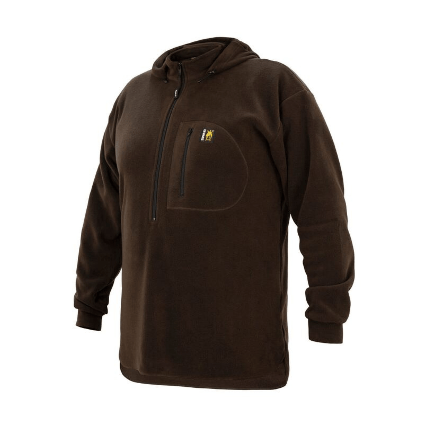 Product photo of Swazi New Zealand's bestselling polar fleece: The Hood in Chocolate Brown.