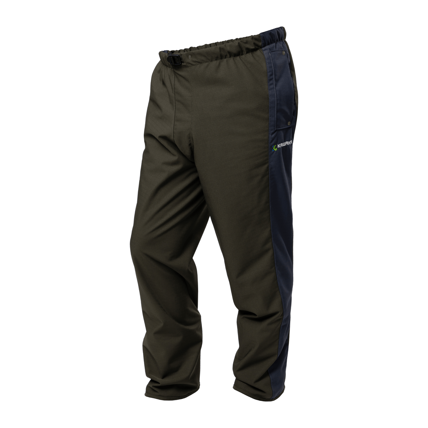 Side profile of Kaiwaka Men’s Stormforce Overtrousers, practical mens farm wear.