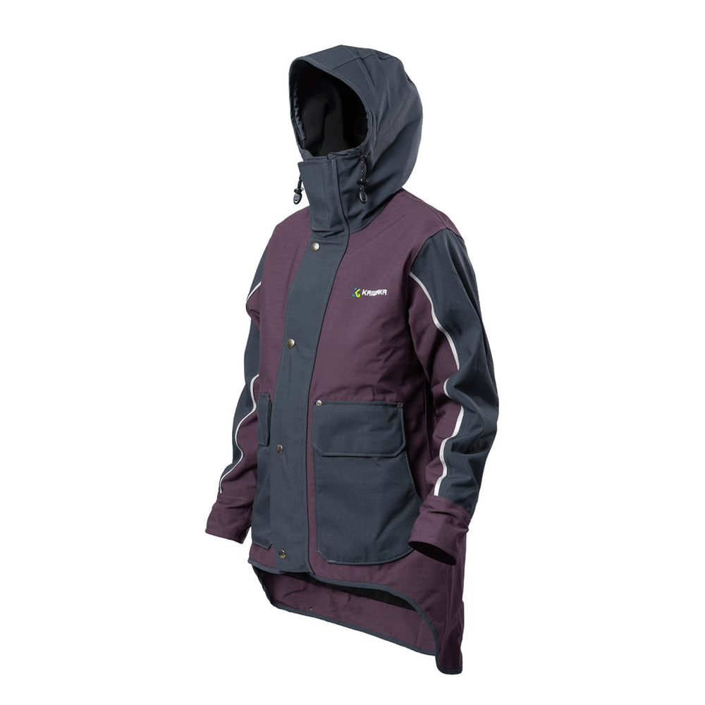 Side profile of Kaiwaka Women’s Stormforce Winter Jacket, heavy-duty farming waterproofs for women.