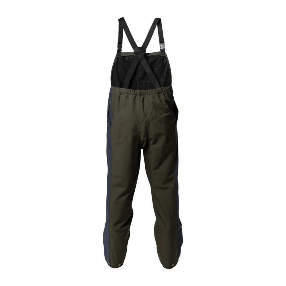 
                  
                    Back detail of the Kaiwaka Bib and Brace, precision-built farm wear with reinforced seams and waterproof twin-skin technology.
                  
                