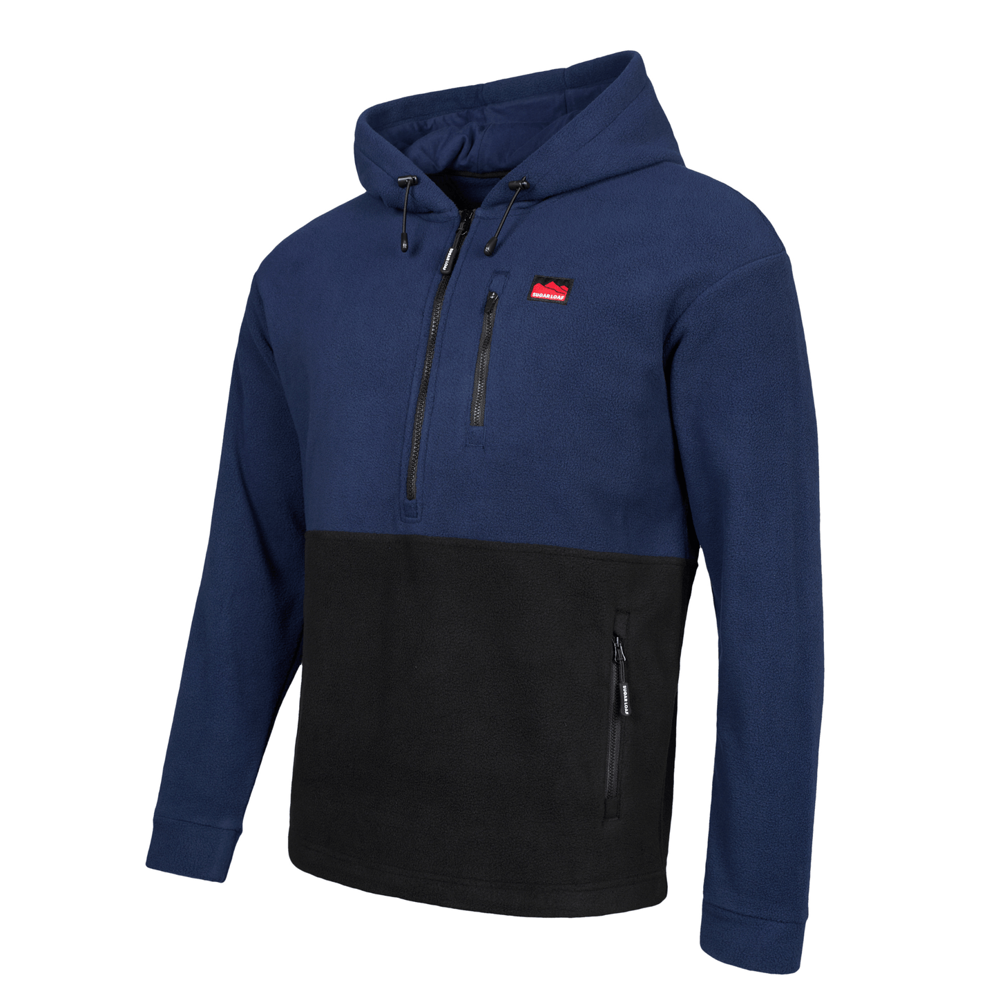 Side angle of Sugar Loaf navy Dawnbreaker farming hoodie, designed for reliable farming clothes and outdoor use.