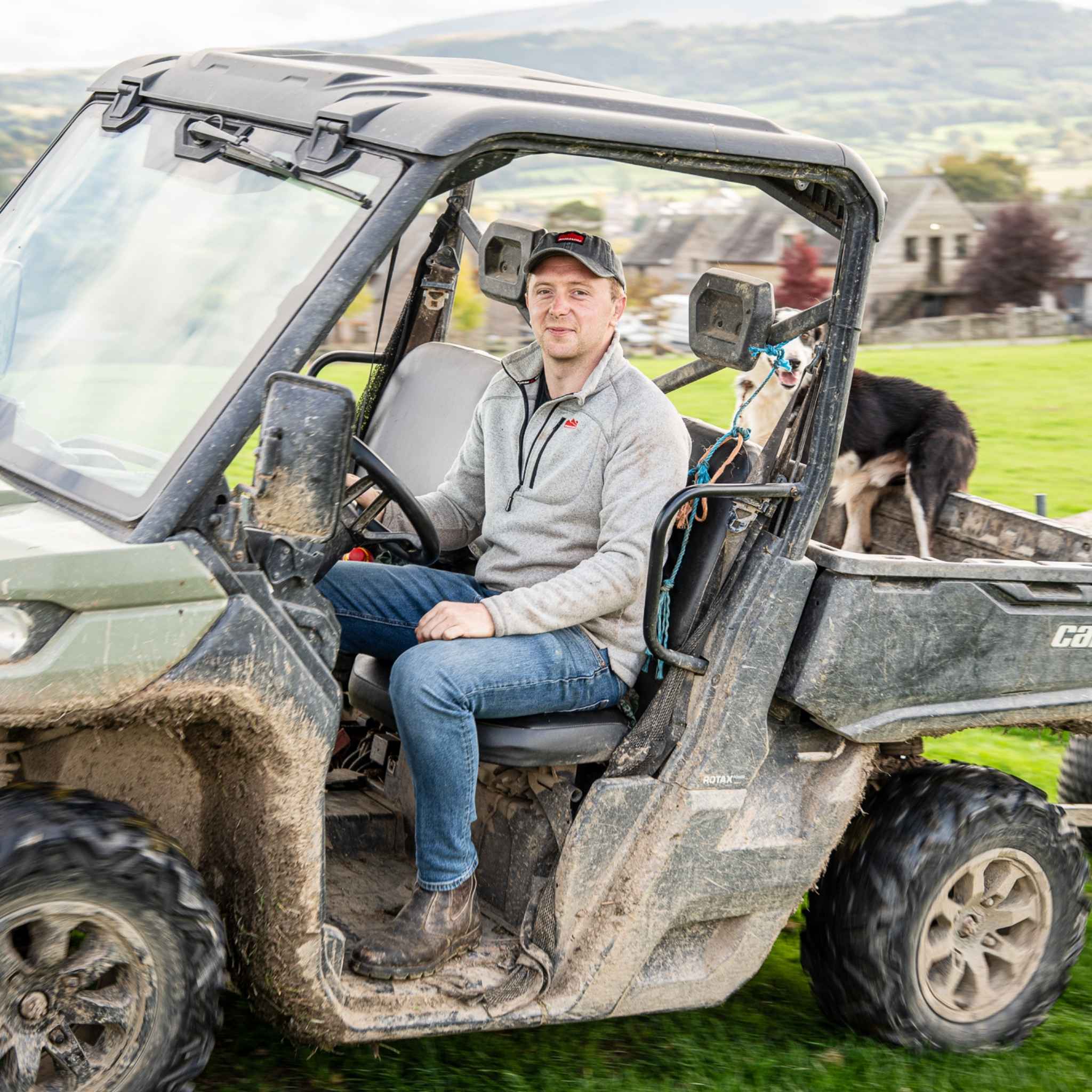 
                    
                      Action shot of Sugar Loaf Fell Half Zip Fleece ash, tough agricultural clothing for work outdoors.
                    
                  