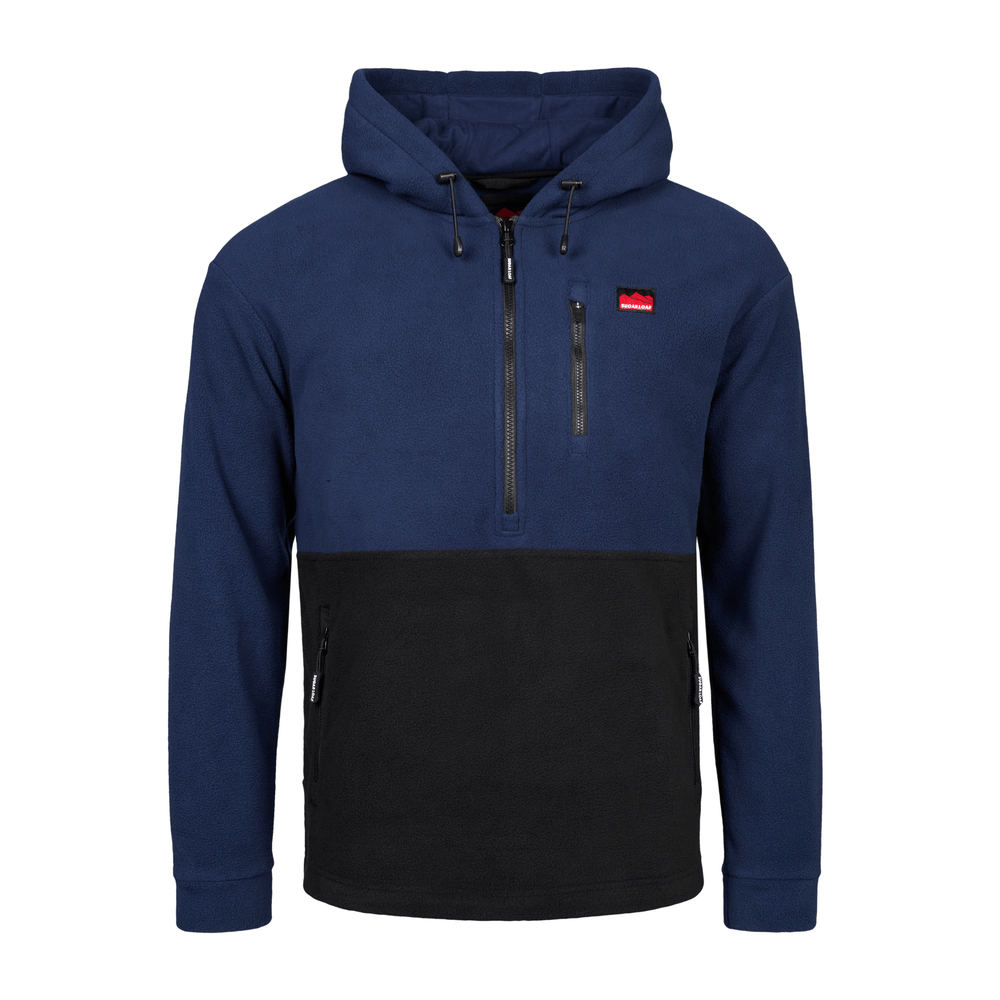 Front view of Sugar Loaf Dawnbreaker Polar Fleece Hoodie in navy, rugged farming hoodie for cold mornings.
