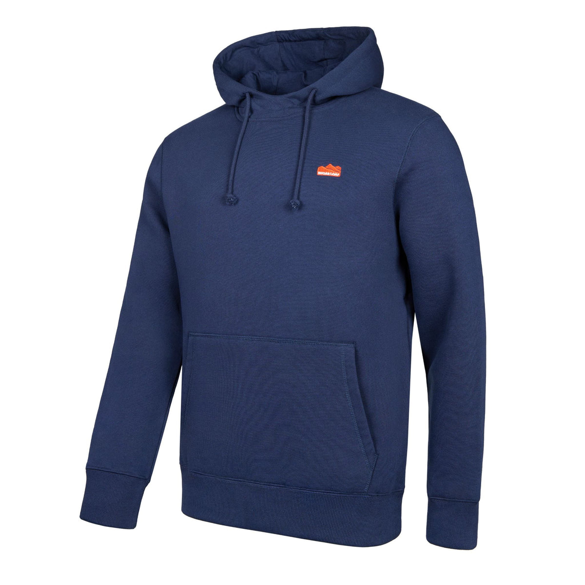 Side view of the Navy Sugar Loaf Torque heavyweight cotton hoodie.