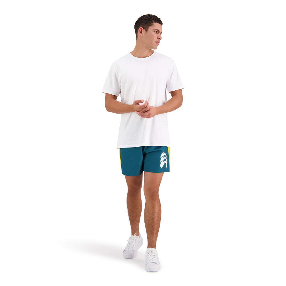 
                  
                    Model wearing teal tactics shorts from the Canterbury clothing outlet
                  
                