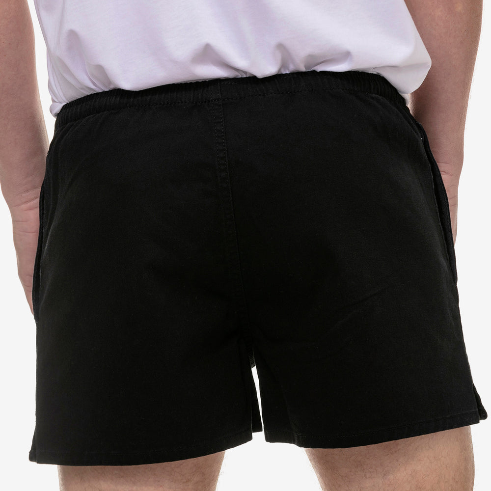 
                  
                    Rear view of cotton rugby shorts with pockets
                  
                