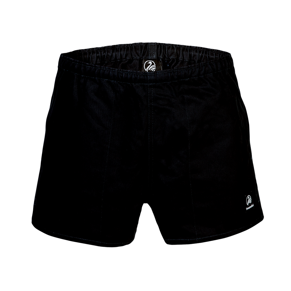 Mens rugby shorts with pockets in black