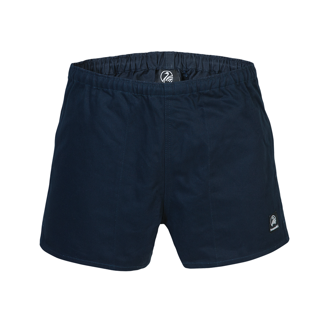Navy cotton rugby shorts with pockets
